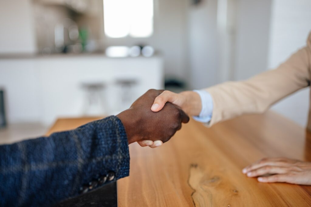 Business partners, agreeing on the place of their facility.