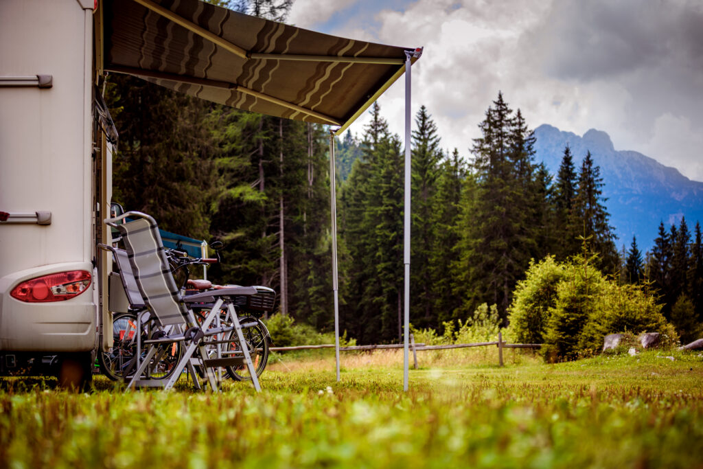 Family vacation travel, holiday trip in motorhome