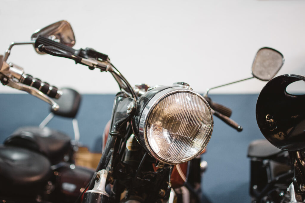 Retro motorcycles in garage
