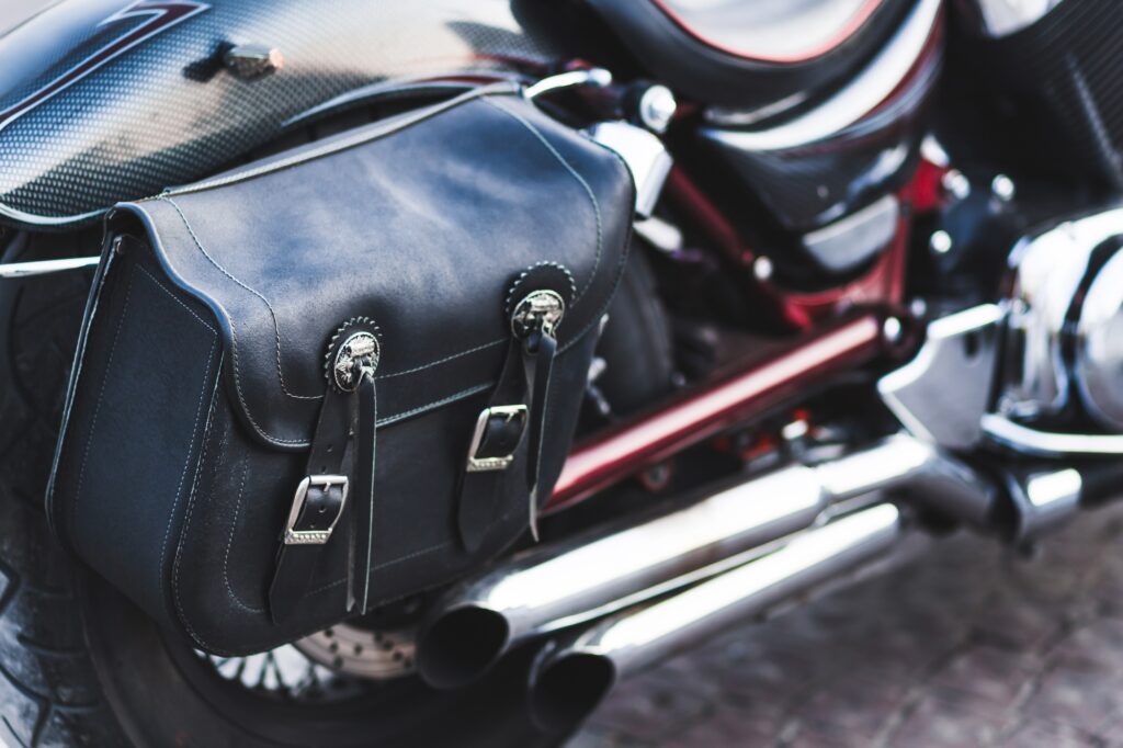 Vintage leather bag for motorcycle